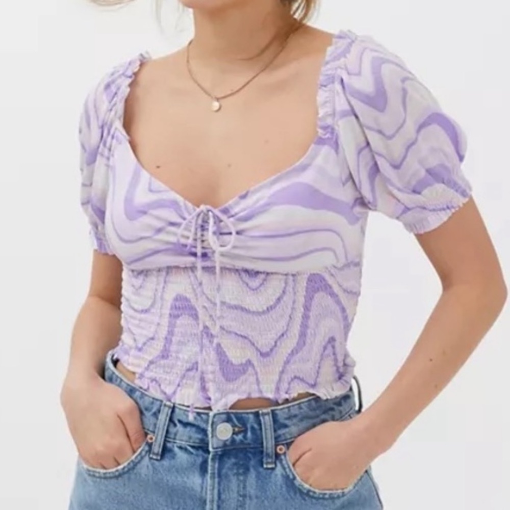Urban Outfitters Surf Club Smocked Top